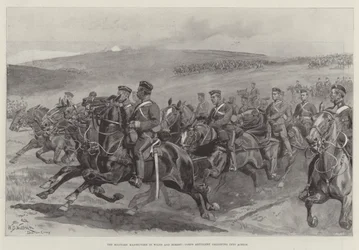 Le manovre militari nel Wiltshire e nel Dorset, artiglieria del corpo in azione